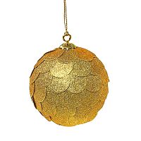 шар новогодний золотой с блестящими чешуйками paper ball, 10 см в Комсомольск-на-Амуре