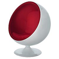 кресло-шар eero ball chair бело-красное в Комсомольск-на-Амуре