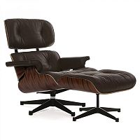 кресло eames style lounge chair палисандр коричневое в Комсомольск-на-Амуре