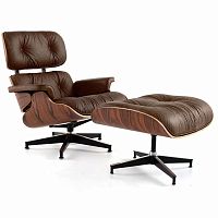 кресло eames style lounge chair & ottoman premium коричневое в Комсомольск-на-Амуре