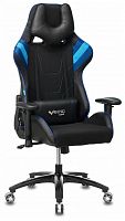 игровое кресло бюрократ бюрократ viking 4 aero, обивка: искусственная кожа, цвет: иск.кожа черная/ткань черная 26-28/сетка синяя(tw-10)-голубая(tw-55)-серая(tw-12) в Комсомольск-на-Амуре