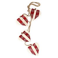 гирлянда новогодняя подвесная сердца в красную полоску со снежинками christmas hearts, 60 см в Комсомольск-на-Амуре