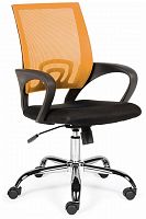 кресло компьютерное спринг(orange - black) база хром / оранжевая сетка / черная ткань в Комсомольск-на-Амуре