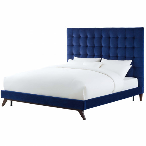 кровать eden 90х200 синий велюр р в Комсомольск-на-Амуре