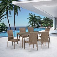 обеденная группа плетеный на 6 персон светло-коричневая sifq в Комсомольск-на-Амуре