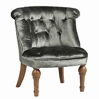 кресло sophie tufted slipper chair микровелюр серое в Комсомольск-на-Амуре