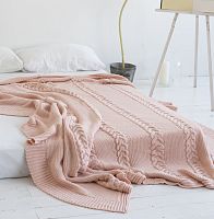 комплект плед с косами (180*220) и 2 наволочки (50*50) св. персик в Комсомольск-на-Амуре