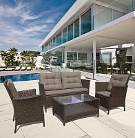 плетеный комплект для отдыха с диваном afm-804 коричневый на 4 персоны в Комсомольск-на-Амуре