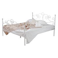 кованая двуспальная кровать 180х200 с двумя спинками белая флоренция в Комсомольск-на-Амуре