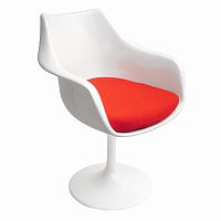 кресло tulip armchair бело-красное шерсть в Комсомольск-на-Амуре