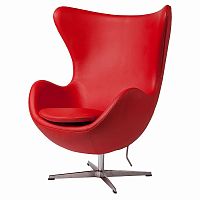 кресло egg chair кожа красное в Комсомольск-на-Амуре