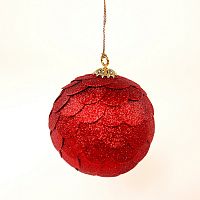 шар новогодний красный с блестящими чешуйками paper ball, 10 см в Комсомольск-на-Амуре