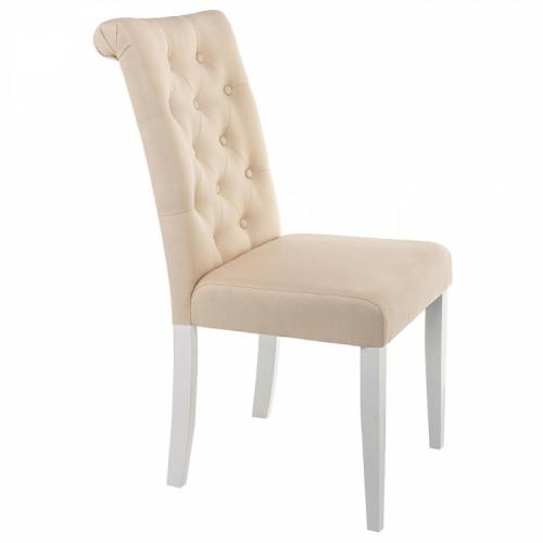 стул деревянный amelia white / fabric cream в Комсомольск-на-Амуре