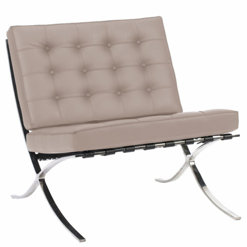 кресло barcelona chair кожа серое в Комсомольск-на-Амуре