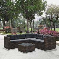 угловой диван из искусственного ротанга коричневый niko на 4 персоны в Комсомольск-на-Амуре