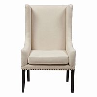 кресло мягкое с ушами белое nailhead fabric armchair в Комсомольск-на-Амуре