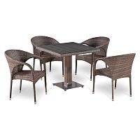 обеденный комплект из искусственного ротанга палевый на 4 персоны bomle в Комсомольск-на-Амуре