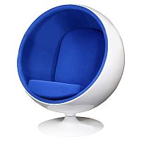 кресло eero ball chair синее с белым в Комсомольск-на-Амуре