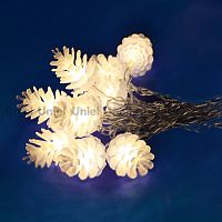 светодиодная гирлянда «шишки» 280см белая (09582) uniel uld-s0280-020/dta warm white ip20 pine cones в Комсомольск-на-Амуре