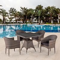 комплект плетеной мебели kera серый на 4 персоны в Комсомольск-на-Амуре