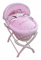 колыбель-переноска gift wicker moses basket белая, розовое белье в Комсомольск-на-Амуре