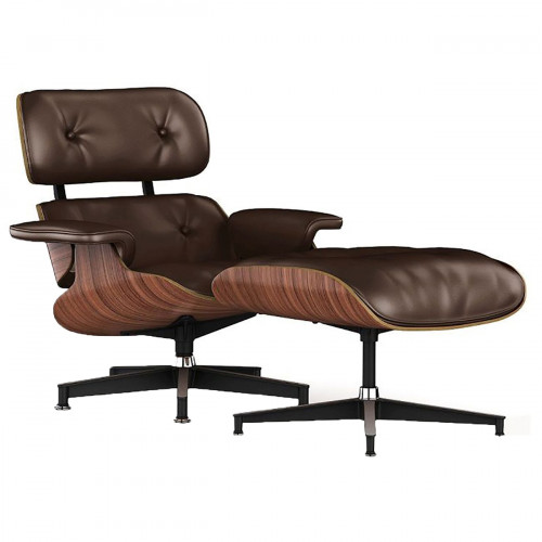 кресло lounge chair & ottoman коричневое в Комсомольск-на-Амуре