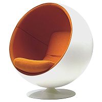 кресло eero ball chair бело-оранжевое в Комсомольск-на-Амуре