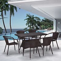обеденный комплект плетеный на 6 персон коричневый molur в Комсомольск-на-Амуре