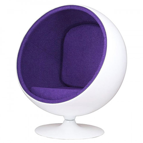 кресло eero ball chair бело-фиолетовое в Комсомольск-на-Амуре