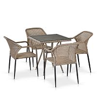 комплект плетеной мебели taha серый на 4 персоны в Комсомольск-на-Амуре