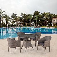 комплект плетеной мебели tina серый на 4 персоны в Комсомольск-на-Амуре