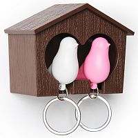 держатель+брелок для ключей двойной sparrow коричневый-белый-розовый в Комсомольск-на-Амуре