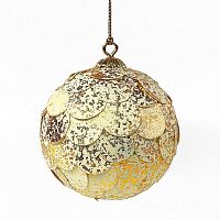 шар новогодний золотой с мраморными чешуйками paper ball, 10 см в Комсомольск-на-Амуре