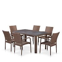 комплект плетеной мебели titre на 6 персон коричневый в Комсомольск-на-Амуре