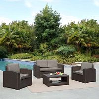 комплект для отдыха темно-коричневый с подушками himos на 4 персоны в Комсомольск-на-Амуре