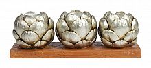 подсвечник сеербряный на 3 свечи на подставке шишки fir cone, 28 см в Комсомольск-на-Амуре
