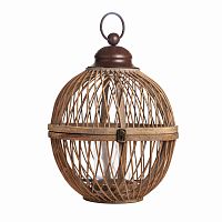 подсвечник-фонарь круглый деревянный большой со стеклом bamboo, 40 см в Комсомольск-на-Амуре