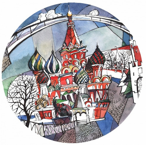 тарелка сувенирная собор василия блаженного. вечер в Комсомольск-на-Амуре