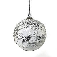 шар новогодний серебряный с мраморными чешуйками paper ball, 10 см в Комсомольск-на-Амуре
