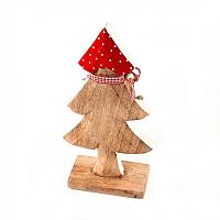 украшение новогоднее ель деревянная красная в горошек love tree, 28х12х6 см в Комсомольск-на-Амуре