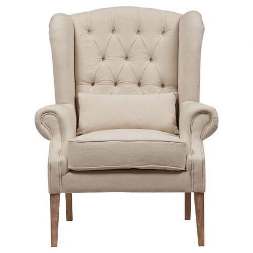 кресло wing back armchair белый лен в Комсомольск-на-Амуре