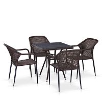 комплект плетеной мебели topp коричневый на 4 персоны в Комсомольск-на-Амуре