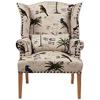 кресло мягкое с ушами quinn tufted armchair бежевое с рисунком в Комсомольск-на-Амуре