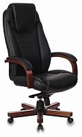 кресло для руководителя бюрократ бюрократ t-9923 walnut, обивка: натуральная кожа, цвет: кожа (black) в Комсомольск-на-Амуре