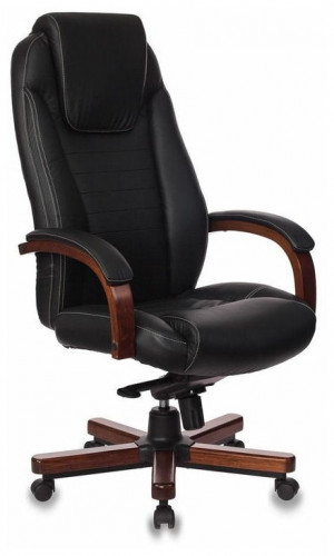кресло для руководителя бюрократ бюрократ t-9923 walnut, обивка: натуральная кожа, цвет: кожа (black) в Комсомольск-на-Амуре
