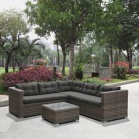 диван угловой модульный из искусственного ротанга на 4 персоны ajik зеленый в Комсомольск-на-Амуре