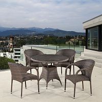 комплект плетеной мебели moji серый на 4 персоны в Комсомольск-на-Амуре